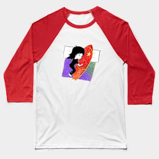 Girl sleeping with surf board Baseball T-Shirt